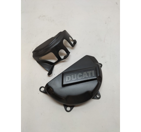 Carbon Fiber Alternator & Clutch Cover Protectors For Panigale Used - 96450911B/96451011B